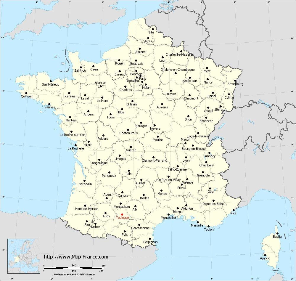 ramani ya ufaransa kuonyesha Toulouse