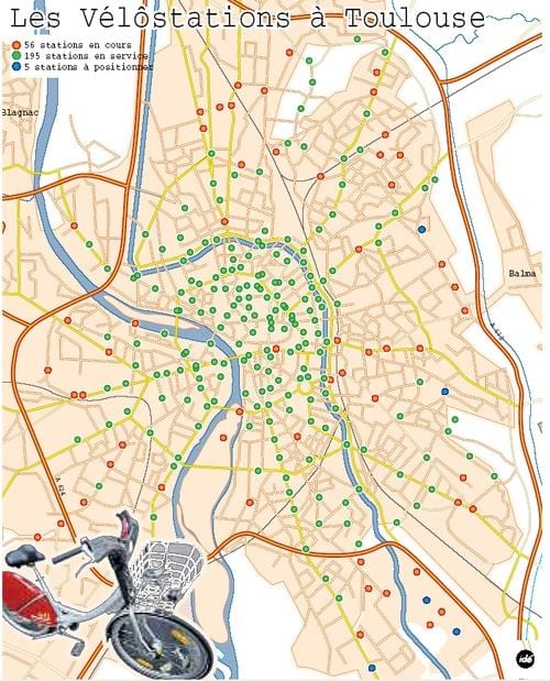 ramani ya Toulouse baiskeli