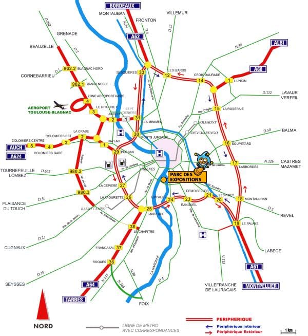 ramani ya barabara Toulouse