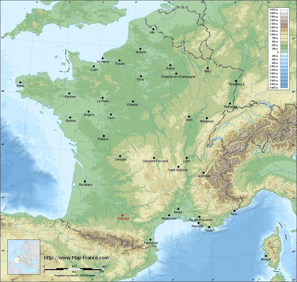 kijiografia ramani ya Toulouse