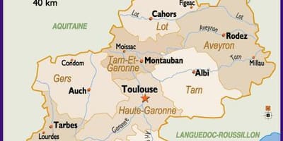 Ramani ya Toulouse na eneo la jirani