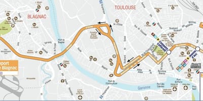 Ramani ya Toulouse airport shuttle njia 